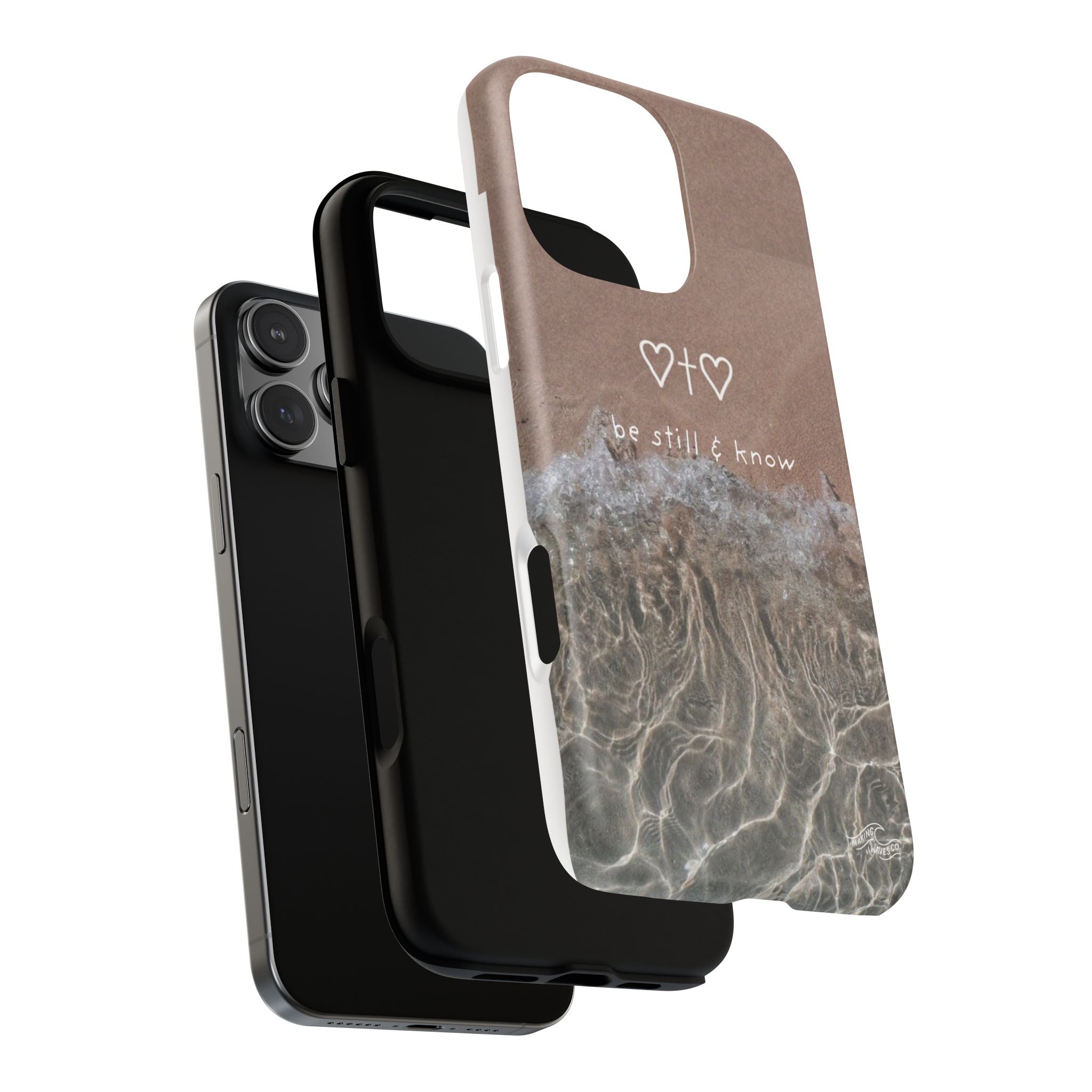 Neutral Coastal Phone Case | “Be Still & Know” Christian Magnetic iPhone Case